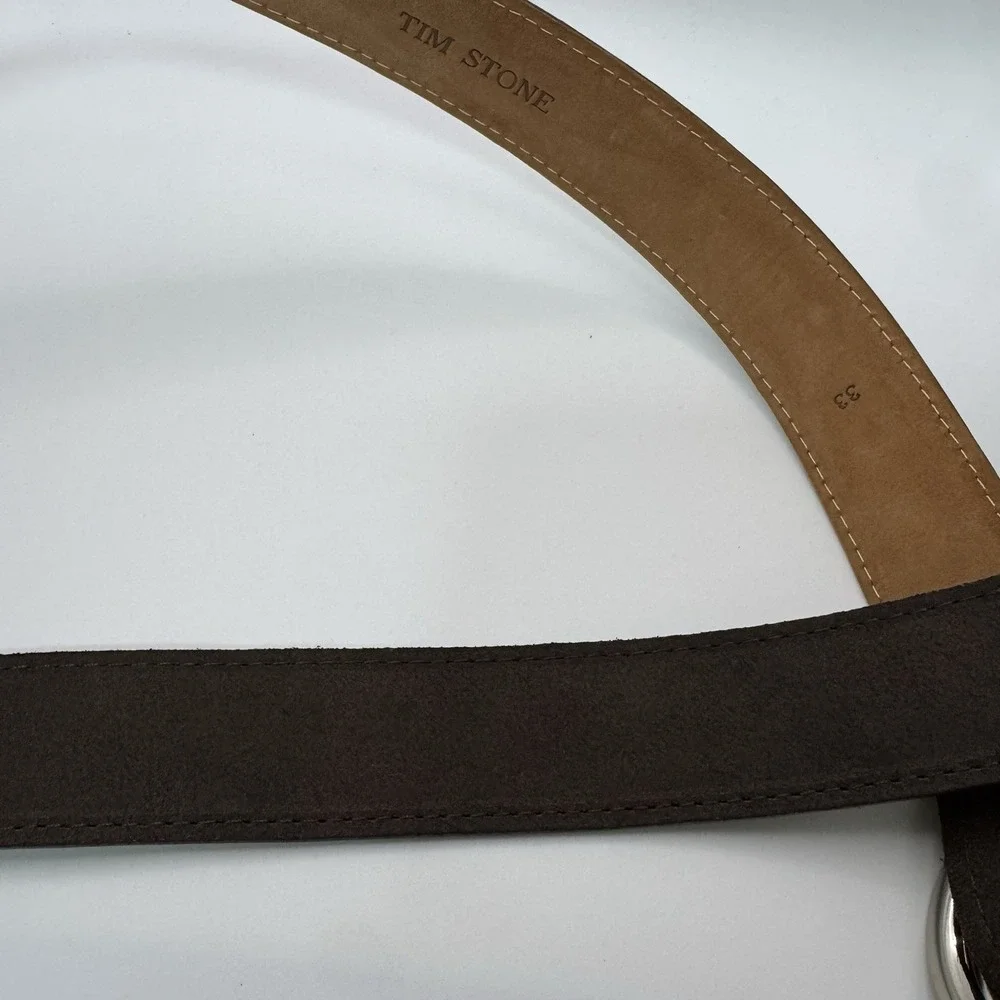 W Kleinberg Brown Suede Custom Leather Belt Belt Sz 33 NWOT Loop Buckle‎ Lux